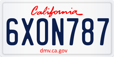 CA license plate 6XON787
