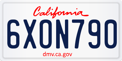 CA license plate 6XON790