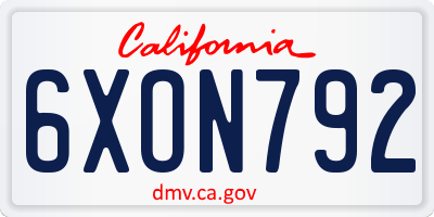 CA license plate 6XON792