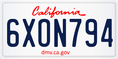CA license plate 6XON794