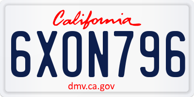 CA license plate 6XON796