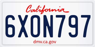 CA license plate 6XON797