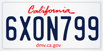 CA license plate 6XON799