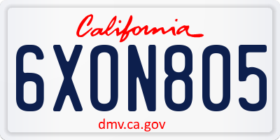 CA license plate 6XON805