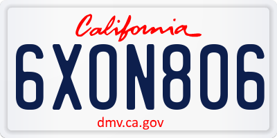 CA license plate 6XON806