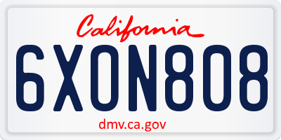 CA license plate 6XON808