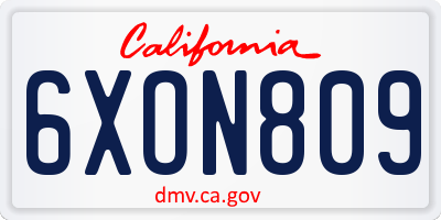 CA license plate 6XON809