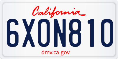 CA license plate 6XON810