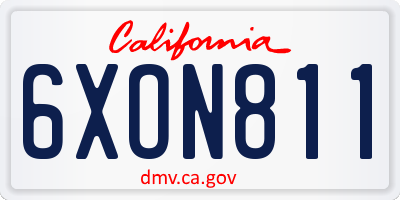 CA license plate 6XON811