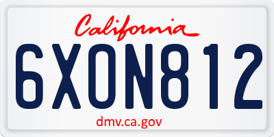 CA license plate 6XON812
