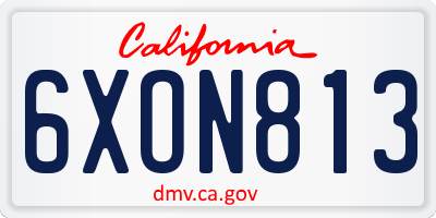 CA license plate 6XON813