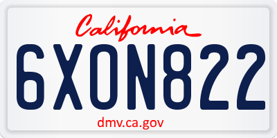 CA license plate 6XON822