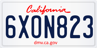 CA license plate 6XON823