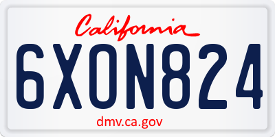 CA license plate 6XON824