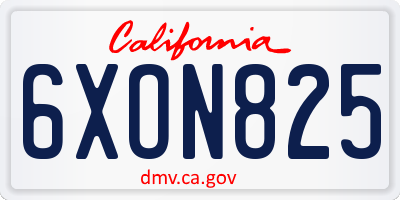 CA license plate 6XON825
