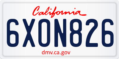 CA license plate 6XON826