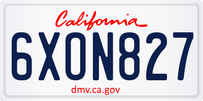 CA license plate 6XON827