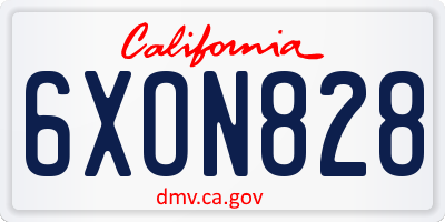 CA license plate 6XON828