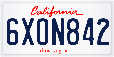 CA license plate 6XON842