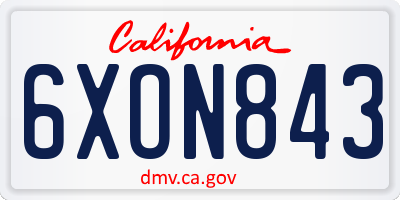 CA license plate 6XON843