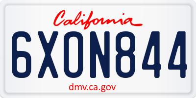 CA license plate 6XON844