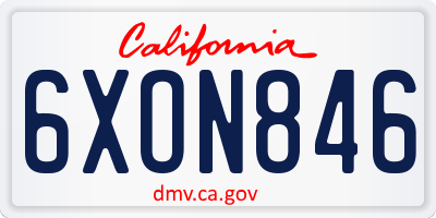 CA license plate 6XON846