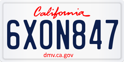 CA license plate 6XON847