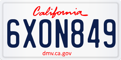 CA license plate 6XON849