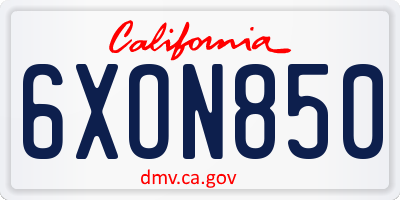 CA license plate 6XON850