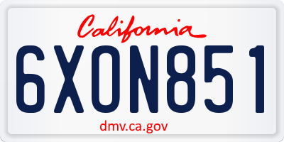 CA license plate 6XON851