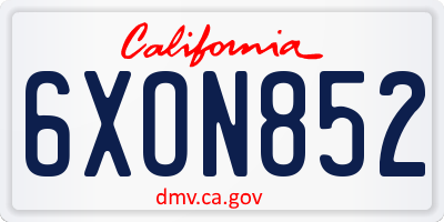 CA license plate 6XON852