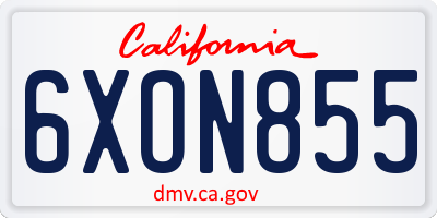 CA license plate 6XON855