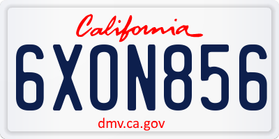 CA license plate 6XON856