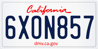 CA license plate 6XON857