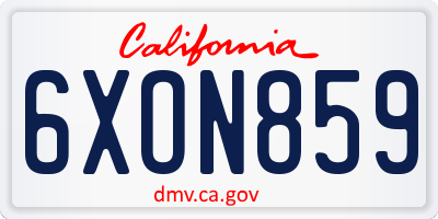 CA license plate 6XON859