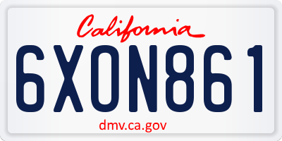 CA license plate 6XON861