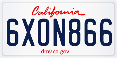 CA license plate 6XON866