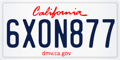 CA license plate 6XON877