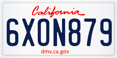 CA license plate 6XON879