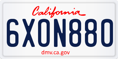 CA license plate 6XON880