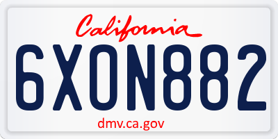 CA license plate 6XON882