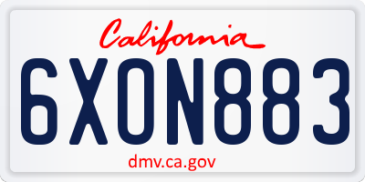 CA license plate 6XON883