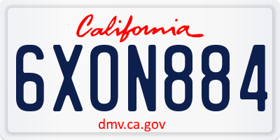 CA license plate 6XON884