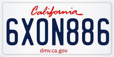 CA license plate 6XON886