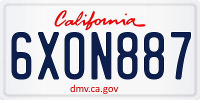 CA license plate 6XON887