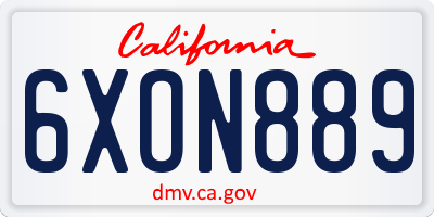 CA license plate 6XON889