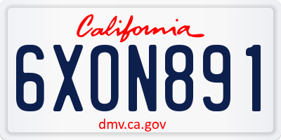 CA license plate 6XON891