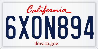 CA license plate 6XON894