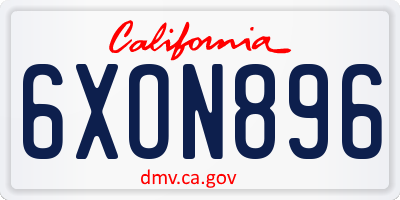 CA license plate 6XON896