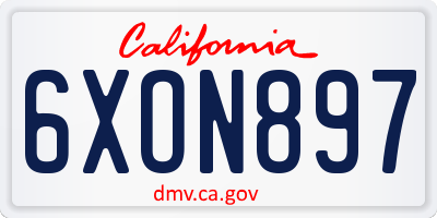 CA license plate 6XON897